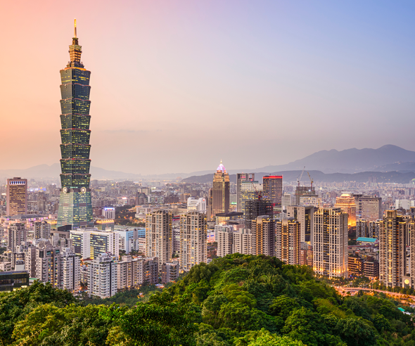 Sunset view of Taipei skyline