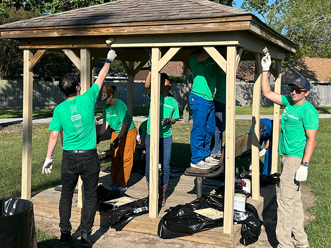 Harris County Precinct 3 Highlands Park tree planting and structure painting