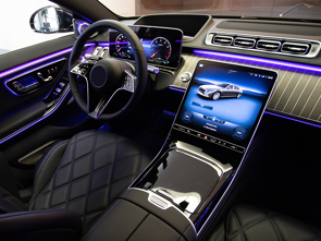 Molded polypropylene car dashboard in bold color finish 