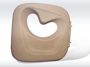 Close-up of textured polymer surface showing soft-touch finish 