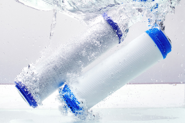 Carbon water filters in water
