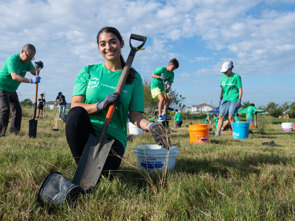 LYB employees volunteer to plant trees as part of the company’s commitment to corporate citizenship.